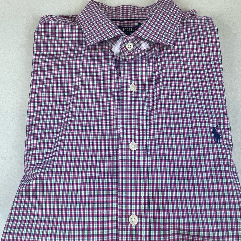 Polo by Ralph Lauren Men's Purple Checkered Shirt Large